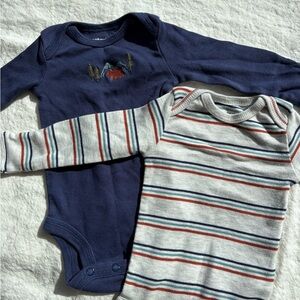 Carter's Navy and Cream Striped Long-Sleeve Baby One-Pieces (2-Pack)